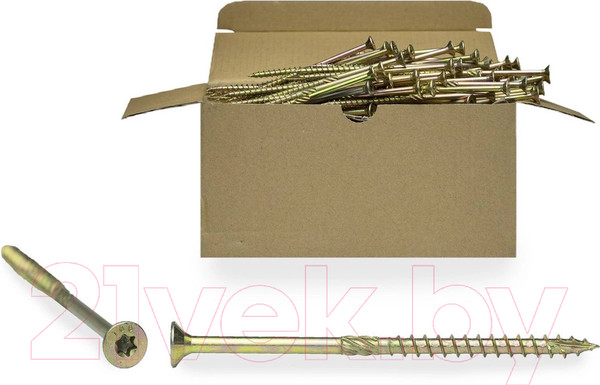 Изображение товара Саморез ЕКТ Усиленный по дереву TORX30 6.0x60 потайной / CV013709 (100шт, желтый цинк)