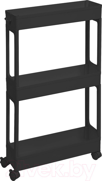 Изображение товара Этажерка Violet Узкая 3-х ярусная на колесах / 760307 (черный)