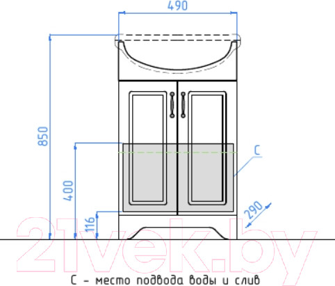 Изображение товара Тумба под умывальник Style Line Олеандр-2 55 (для классической раковины)