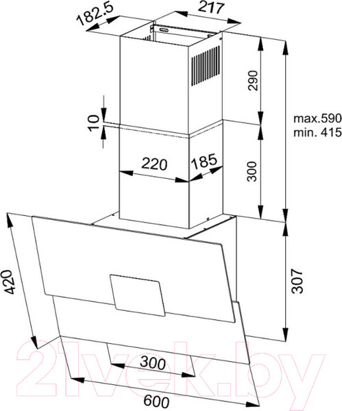 Изображение товара Вытяжка наклонная Korting KHC 66373 BXGN