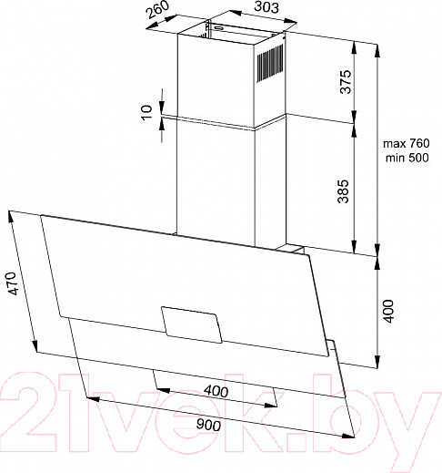 Изображение товара Вытяжка наклонная Korting KHC 96373 BXGN