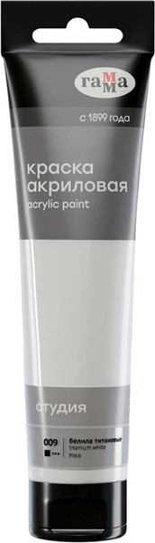 Изображение товара Акриловая краска ГАММА Студия 009 / 2802110009 (110мл, белила титановые)