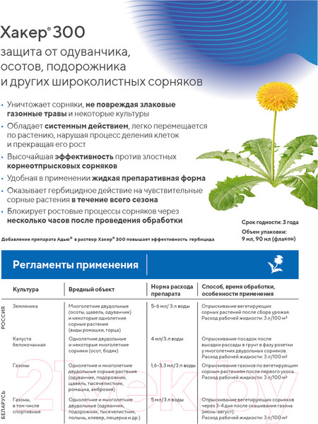 Изображение товара Гербицид Avgust Хакер 300 (90мл)