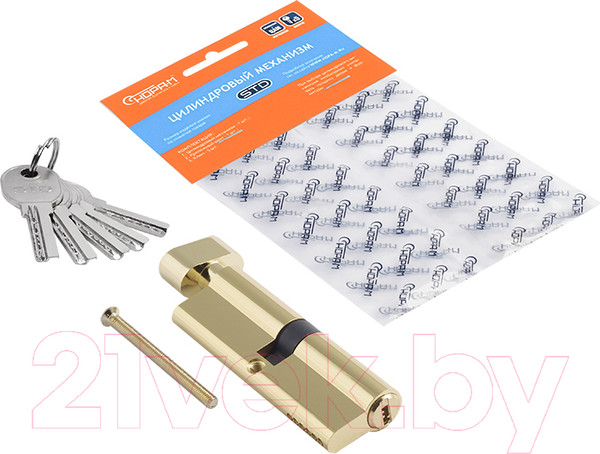 Изображение товара Цилиндровый механизм замка Нора-М STD AL ЛПВ-90 45/45 (золото)