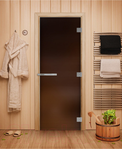 Изображение товара Стеклянная дверь для бани/сауны Doorwood Эталон 190x70 (бронза матовая)