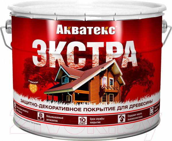 Изображение товара Защитно-декоративный состав Акватекс Экстра (9л, красное дерево)
