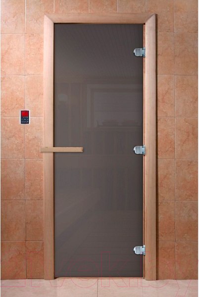 Изображение товара Стеклянная дверь для бани/сауны Doorwood Сумерки 200x80 (графит/листва)