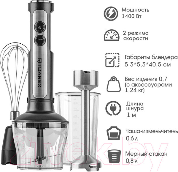 Изображение товара Блендер погружной Tuarex TK-4102 (стальной/черный)