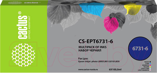 Изображение товара Комплект контейнеров с чернилами Cactus CS-EPT6731-6