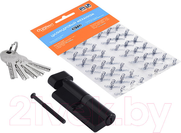 Изображение товара Цилиндровый механизм замка Нора-М STD AL ЛПВ-100 50/50 (черный)