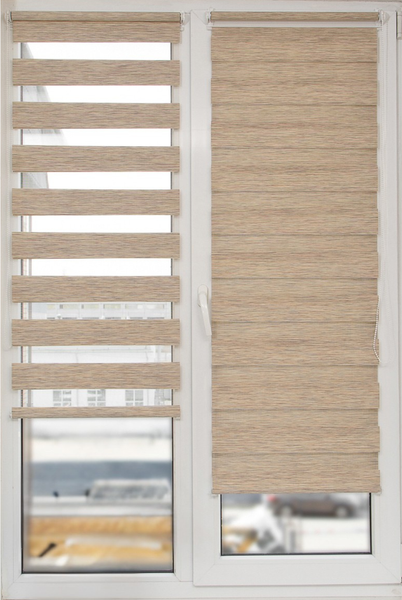 Изображение товара Рулонная штора АС МАРТ Вудэн 110x160 (бежево-серый)