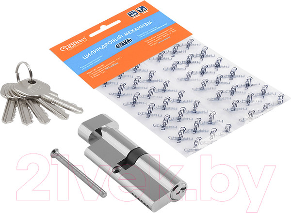 Изображение товара Цилиндровый механизм замка Нора-М STD AL ЛПВ-80 45/35в (хром)