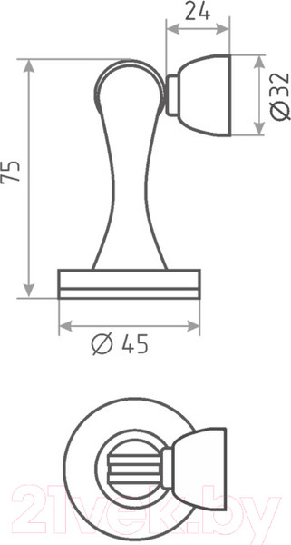 Изображение товара Ограничитель дверной Нора-М 809 Магнитный / 8890 (хром)