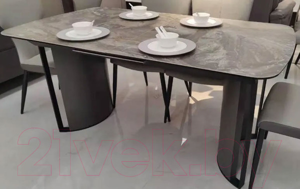 Изображение товара Обеденный стол M-City Rasmus 160 KL-80 / 626M04967 (серый мрамор/итальянская керамика/черный)