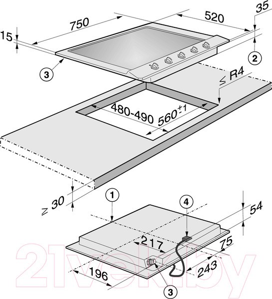 Изображение товара Газовая варочная панель Miele KM 2034