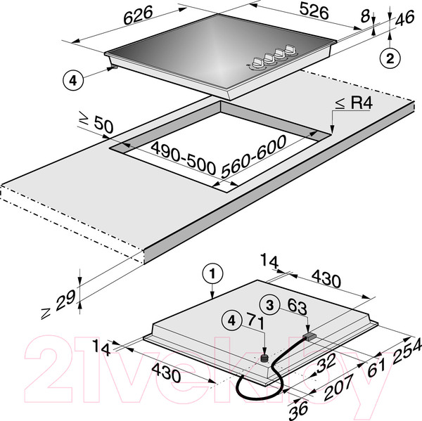 Изображение товара Газовая варочная панель Miele KM 3010