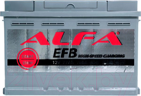 Изображение товара Автомобильный аккумулятор ALFA battery EFB 77 R (77 А/ч)