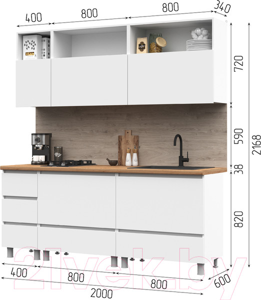 Изображение товара Кухонный гарнитур Стендмебель Хелен 2.0 (белый)