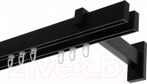 Изображение товара Карниз для штор Lm Decor Флэт Лайн Изи двойной (черный матовый, 3.0м)