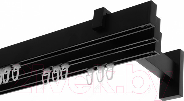 Изображение товара Карниз для штор Lm Decor Флэт Лайн Изи тройной (черный матовый, 1.6м)