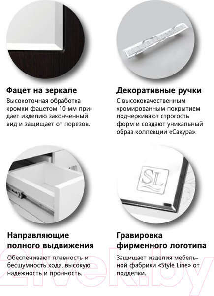 Изображение товара Тумба под умывальник Style Line Сакура 100 (подвесная, для квадратной раковины)