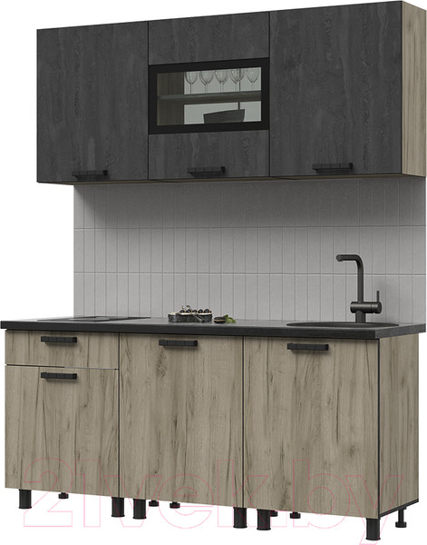 Изображение товара Кухонный гарнитур Стендмебель Эдинбург 1.8 (железный камень/дуб крафт серый)