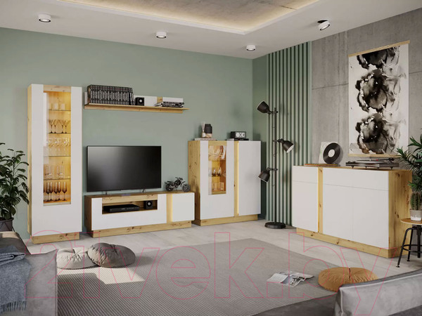 Изображение товара Полка НК Мебель Modo / 71716202 (артизан/белый матовый)