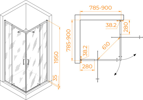 Изображение товара Душевой уголок RGW PA-038-B / 350803888-14