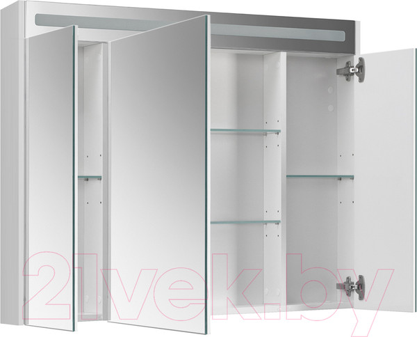 Изображение товара Шкаф с зеркалом для ванной Belux Неман ВШ 100 (1, белый глянцевый)
