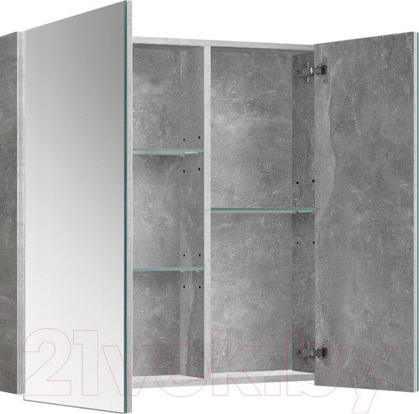 Изображение товара Шкаф с зеркалом для ванной Belux Стокгольм ВШ 70 (31, бетон чикаго светло-серый)