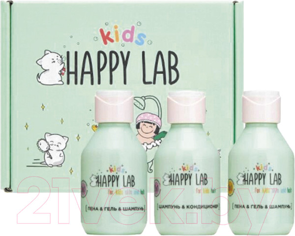 Изображение товара Набор косметики детской Happy Lab Kids Гель для душа+Пена+Шампунь (3x100мл)