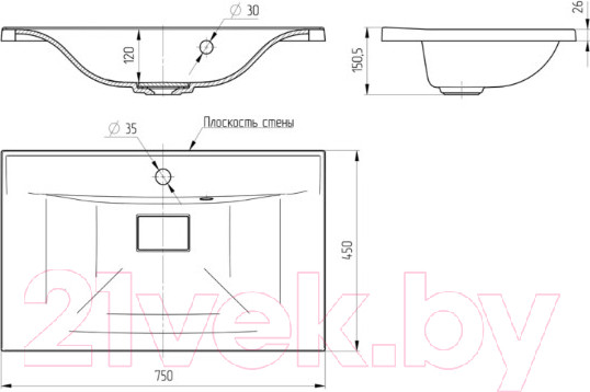 Изображение товара Умывальник Paola Elegante 750