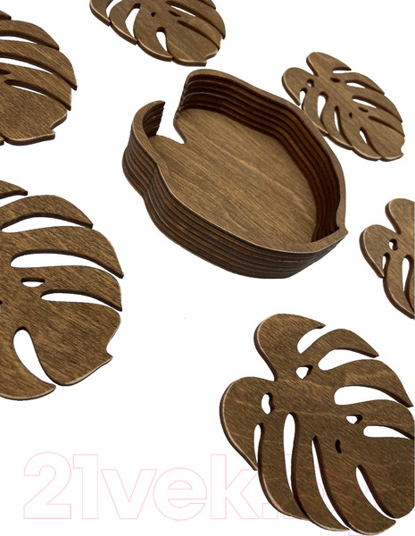 Изображение товара Набор подставок под горячее ОМурМебель Монстера+органайзер (6шт, коричневый)