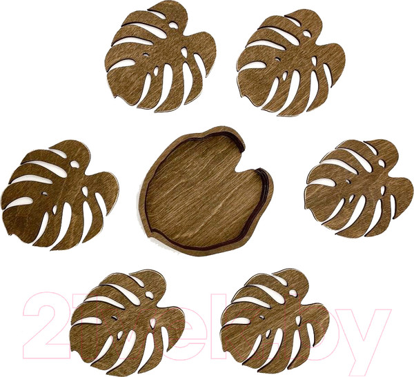 Изображение товара Набор подставок под горячее ОМурМебель Монстера+органайзер (6шт, коричневый)