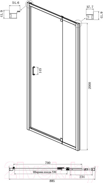 Изображение товара Душевая дверь Ambassador Elysium 90x200 / 111021103KX