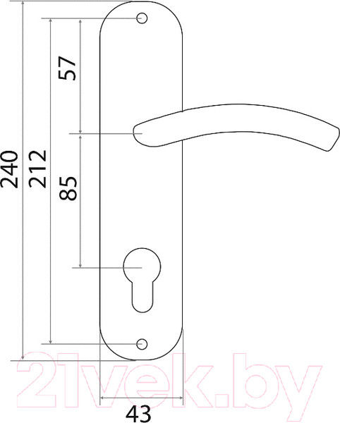 Изображение товара Ручка дверная Trodos AL106/85-M (алюминий, хром)