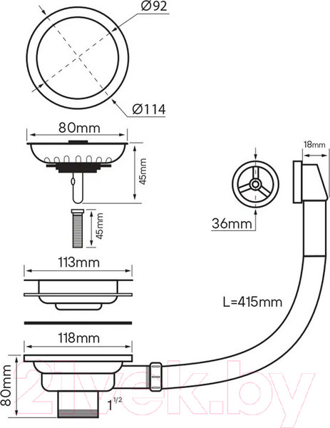 Изображение товара Выпуск сифона Paulmark PM6022-BG (брашированное золото)