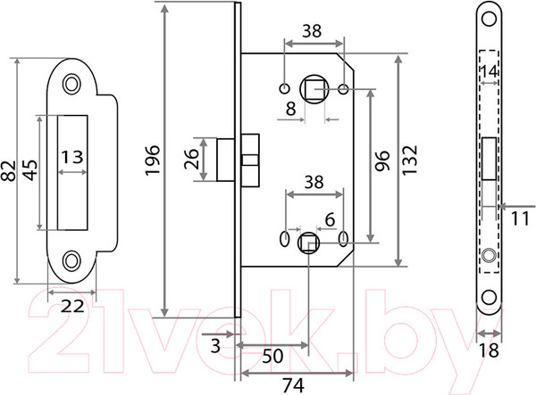 Изображение товара Защелка врезная с фиксацией Trodos SD600WC (белый матовый)