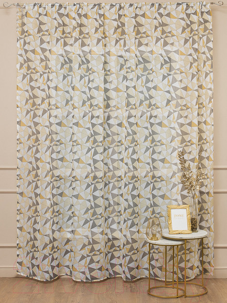 Изображение товара Гардина Amore Mio Печать лен 1249-BS40-07 300x270 / 90602 (серый/белый/желтый)