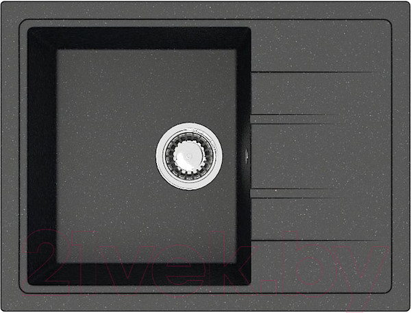 Изображение товара Мойка кухонная со смесителем Berge BR-5850 + смеситель AM.PM Like F8007122 (черный)