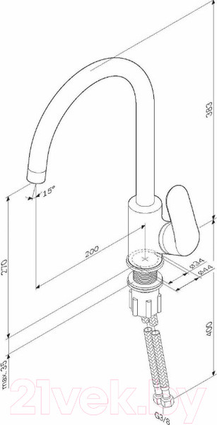 Изображение товара Мойка кухонная со смесителем Gerhans K35044 + смеситель AM.PM Like F8007111 (сатин)