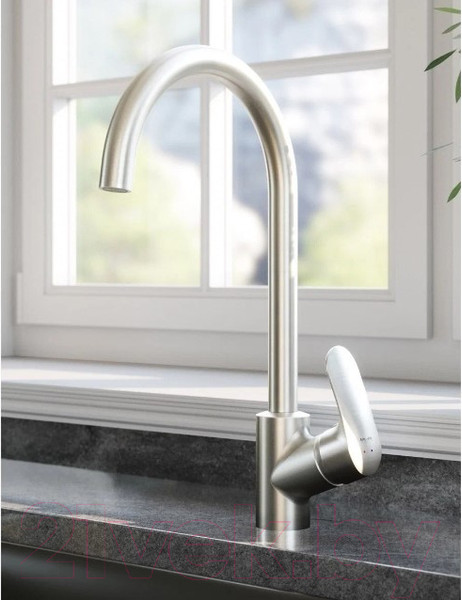 Изображение товара Мойка кухонная со смесителем Gerhans K35044 + смеситель AM.PM Like F8007111 (сатин)