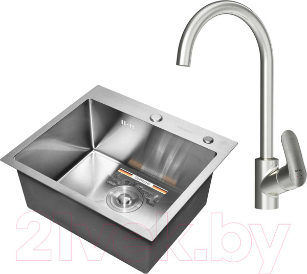 Изображение товара Мойка кухонная со смесителем Gerhans K35044 + смеситель AM.PM Like F8007111 (сатин)