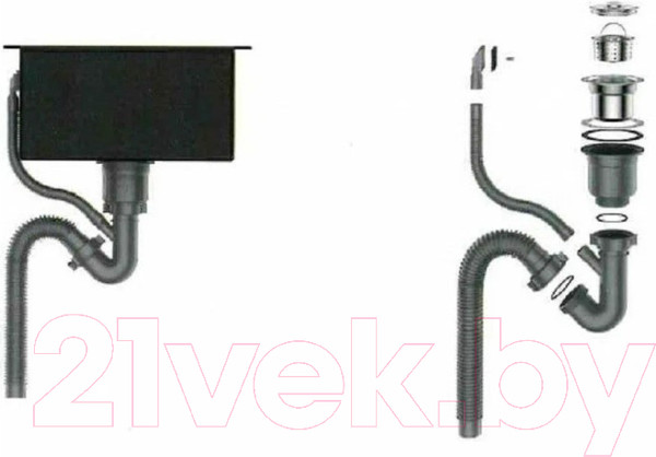 Изображение товара Мойка кухонная со смесителем Gerhans K35044 + смеситель AM.PM Like F8007111 (сатин)