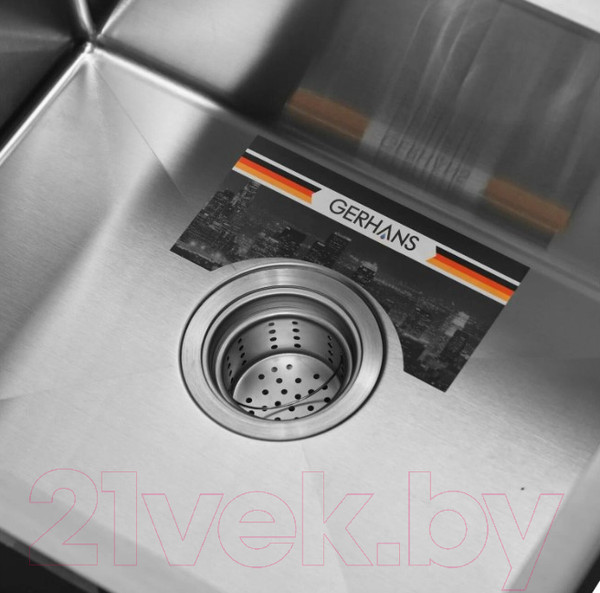 Изображение товара Мойка кухонная со смесителем Gerhans K35044 + смеситель AM.PM Like F8007111 (сатин)