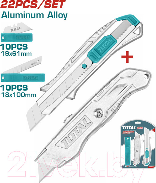 Изображение товара Набор ножей пистолетных TOTAL THT515226 (2шт, с лезвиями)