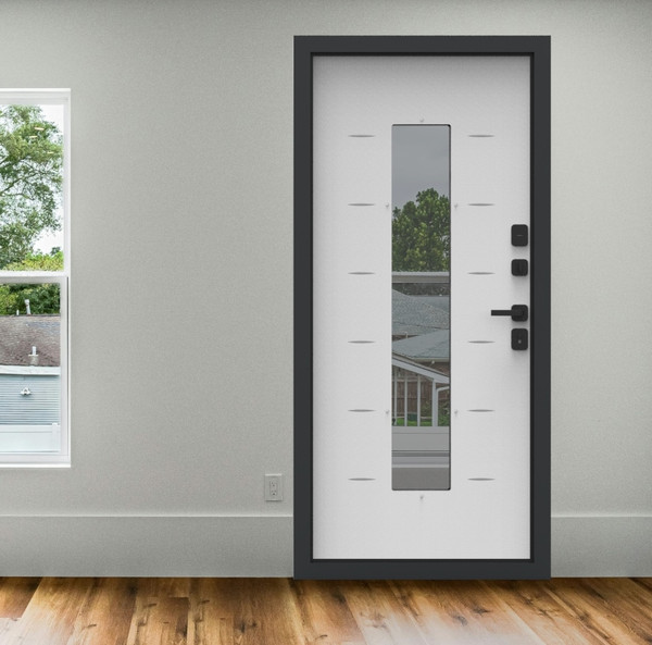 Изображение товара Входная дверь Guard Inox Black 96x205 левая (графит/экосатин белый)