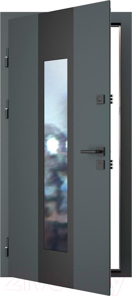 Изображение товара Входная дверь Guard Inox Black 96x205 левая (графит/экосатин белый)