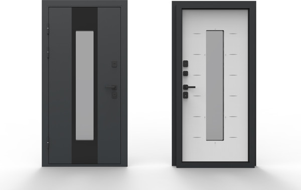 Изображение товара Входная дверь Guard Inox Black 96x205 левая (графит/экосатин белый)