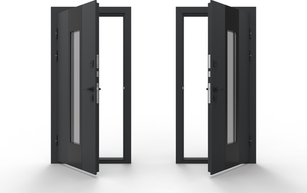 Изображение товара Входная дверь Guard Inox Black 96x205 левая (графит/экосатин белый)